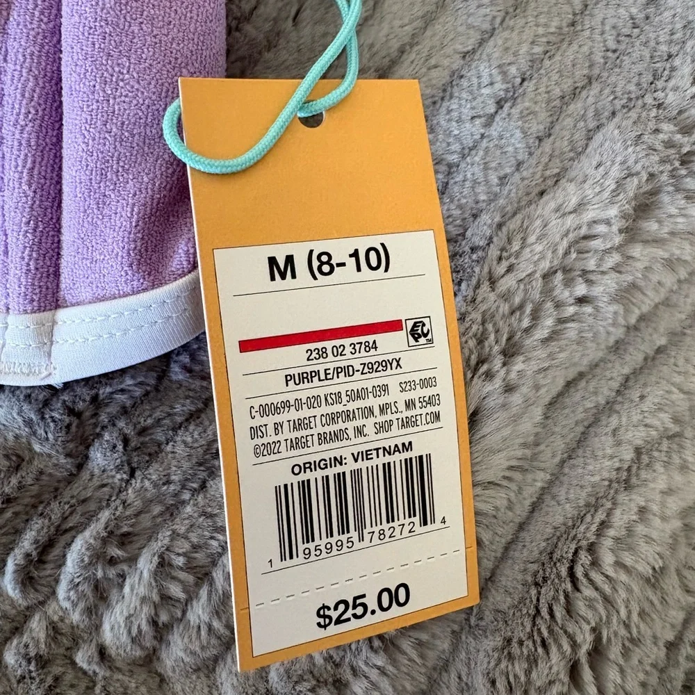 New Medium Kona Sol Purple Terry Textured Bandeau with Binding Bikini Top - Picture 11 of 13